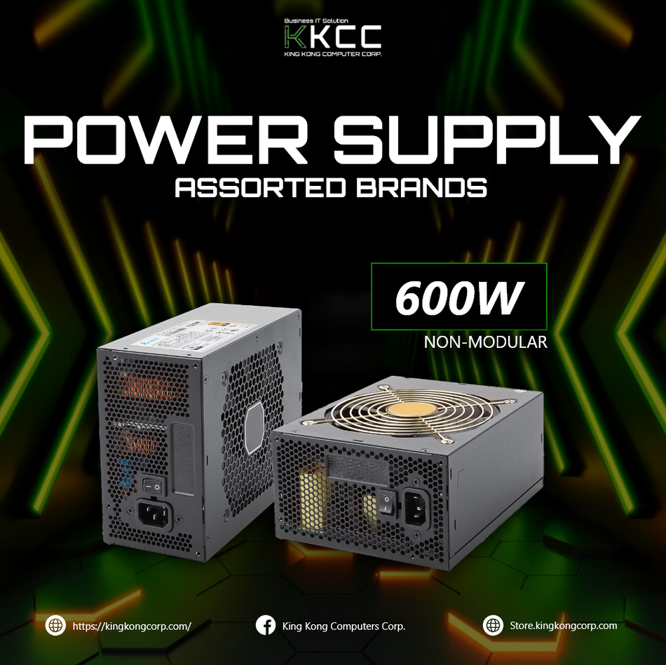 600W POWER SUPPLY | NON-MODULAR | ASSORTED BRANDS (SLIGHTLY USED)