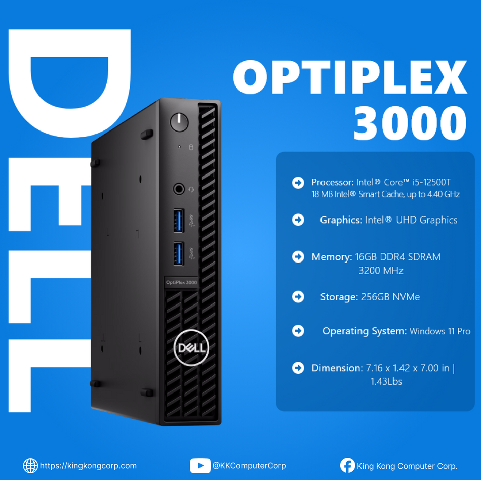 DELL OPTIPLEX 3000 | INTEL I5-12TH GEN | 16GB DDR4 | 256GB NVMe (SLIGHTLY USED)