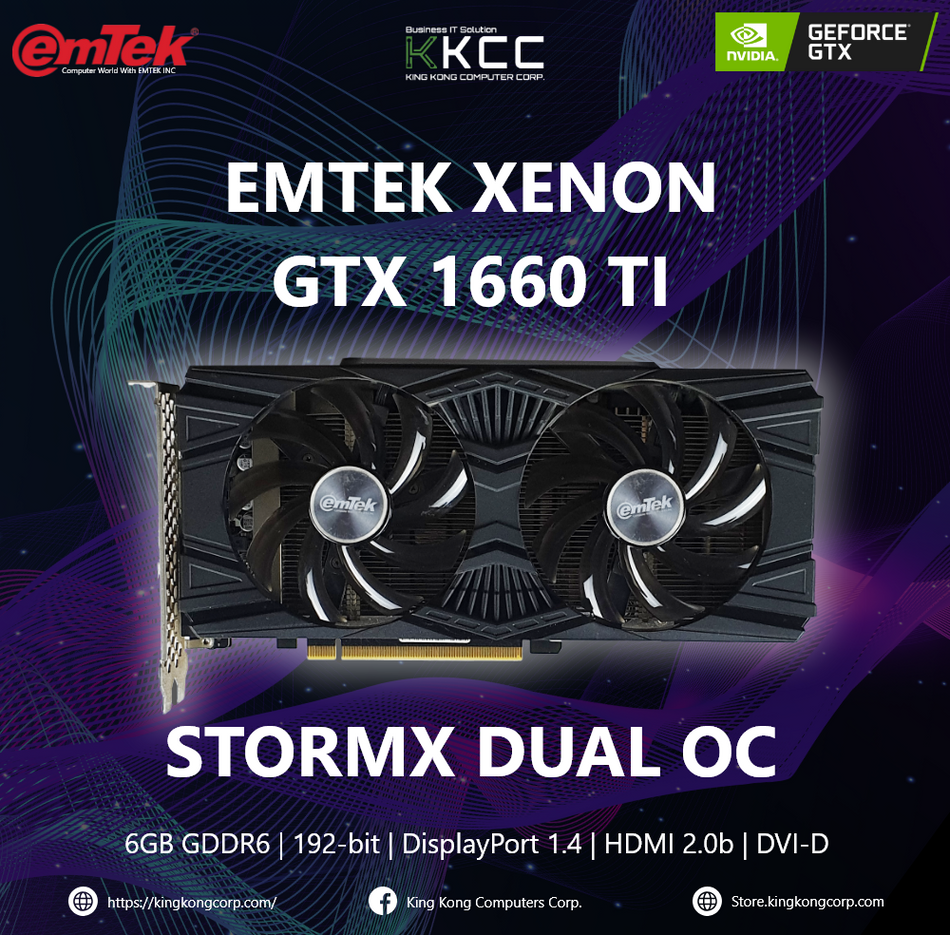EMTEK XENON GTX 1660 TI STORMX DUAL OC | 6GB GDDR6 | 192-BIT | (SLIGHTY USED)