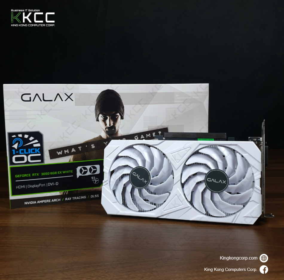 GALAX GeForce RTX™ 3050 6GB EX WHITE | GDDR6 | 96-BIT | DP 1.4a | HDMI 2.1 | DVI-D (BRANDNEW)