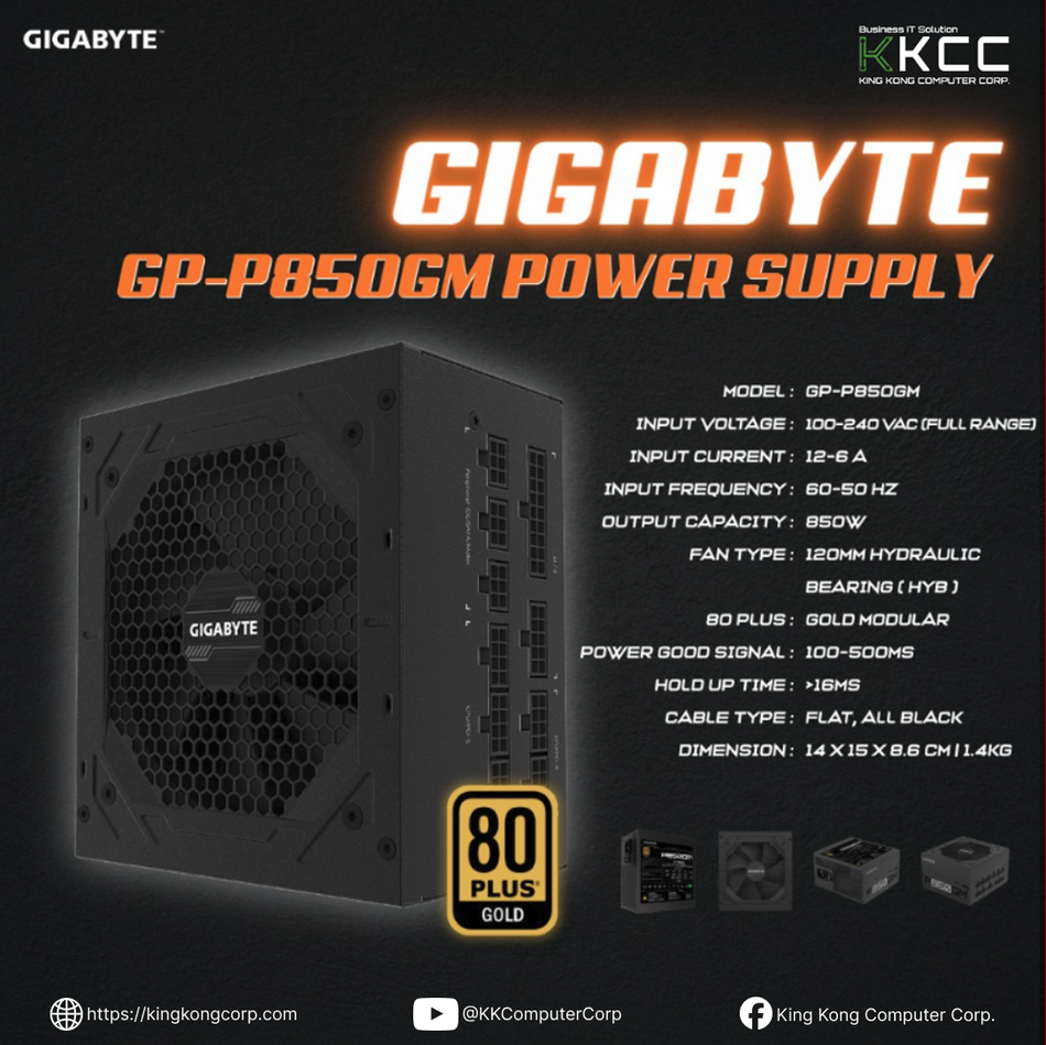 GIGABYTE GP-P850GM | 850W | 80 GOLD MODULAR (SLIGHTLY USED)