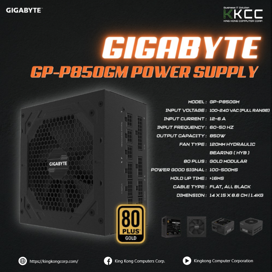 GIGABYTE GP-P850GM | 850W | 80 GOLD MODULAR (SLIGHTLY USED)