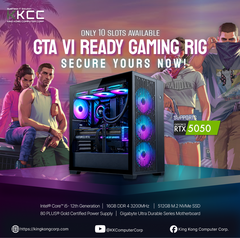 GTA VI READY GAMING RIG | INTEL® CORE™ i5-12400 | NVIDIA® GEFORCE® RTX™ 5050 | 16GB DDR4 | GIGABYTE ULTRA DURABLE SERIES | 8- PLUS | ® GOLD CERTIFIED POWER SUPPLY |  RGB GAMING MIDDLE - TOWER CASE