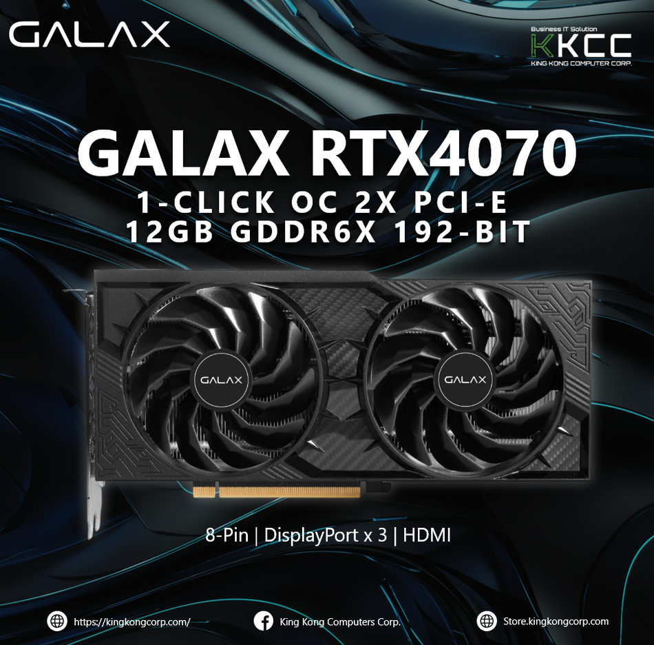 GALAX RTX 4070 1-CLICK OC 2X | 12GB GDDR6X | 192-BIT | DISPLAY PORT x 3 | HDMI (SLIGHTLY USED)