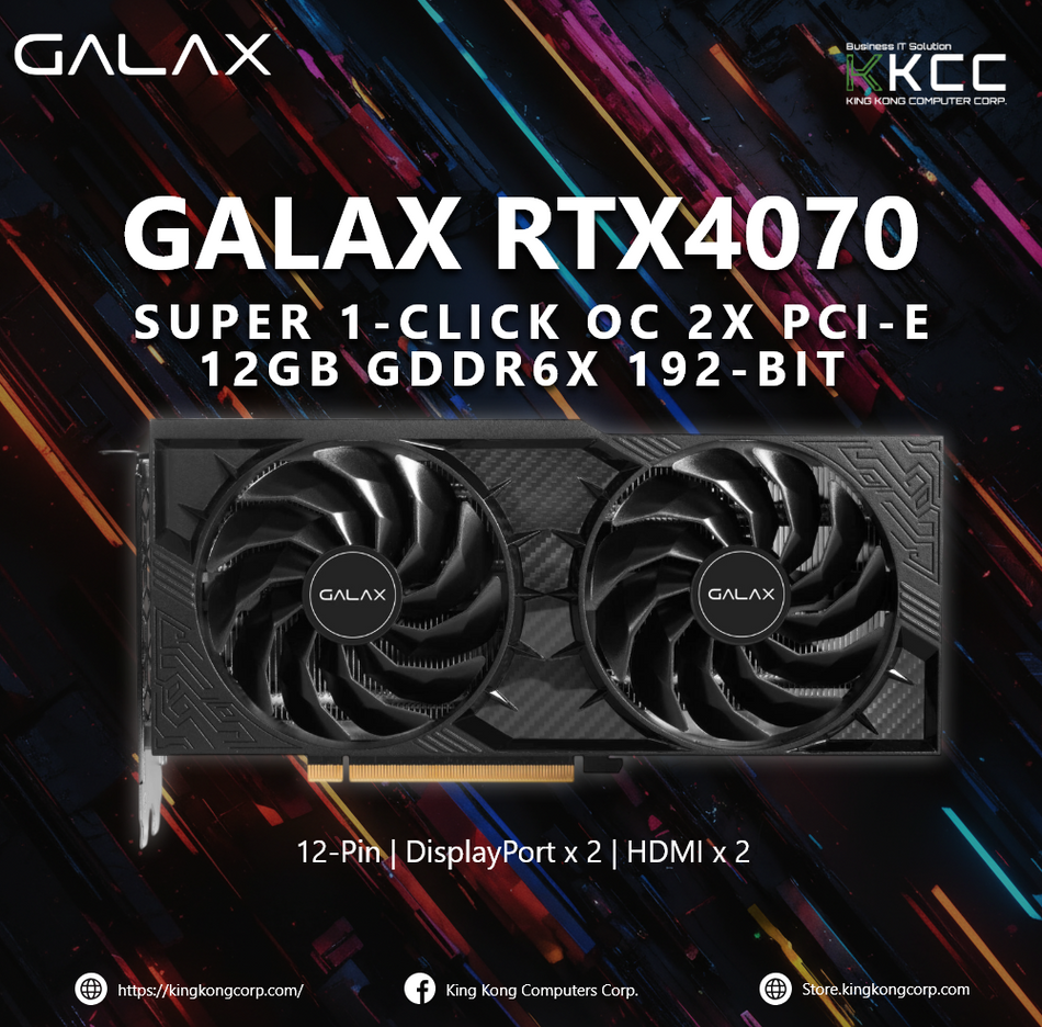 GALAX RTX 4070 SUPER 1-CLICK OC 2X | 12GB GDDR6X | 192-BIT | 12-PIN | DISPLAY PORT x 2 | HDMI x 2 (SLIGHTLY USED)