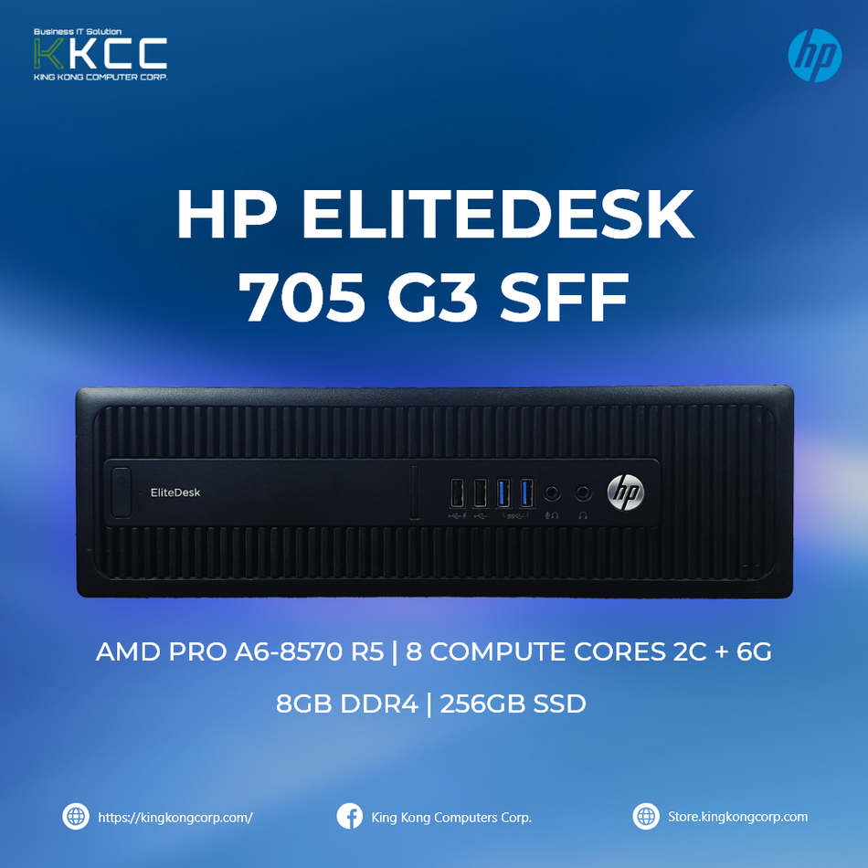 HP ELITEDESK 705 G3 SFF | AMD PRO A6-8570 R5 | 8 COMPUTE CORES 2C + 6G | 8GB DDR4 | 256GB (USED