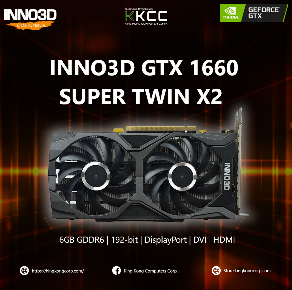 INNO3D GTX 1660 SUPER | 6GB GDDR6 | 19BIT | Display Port | DVI | HDMI | (SLIGHTLY USED)