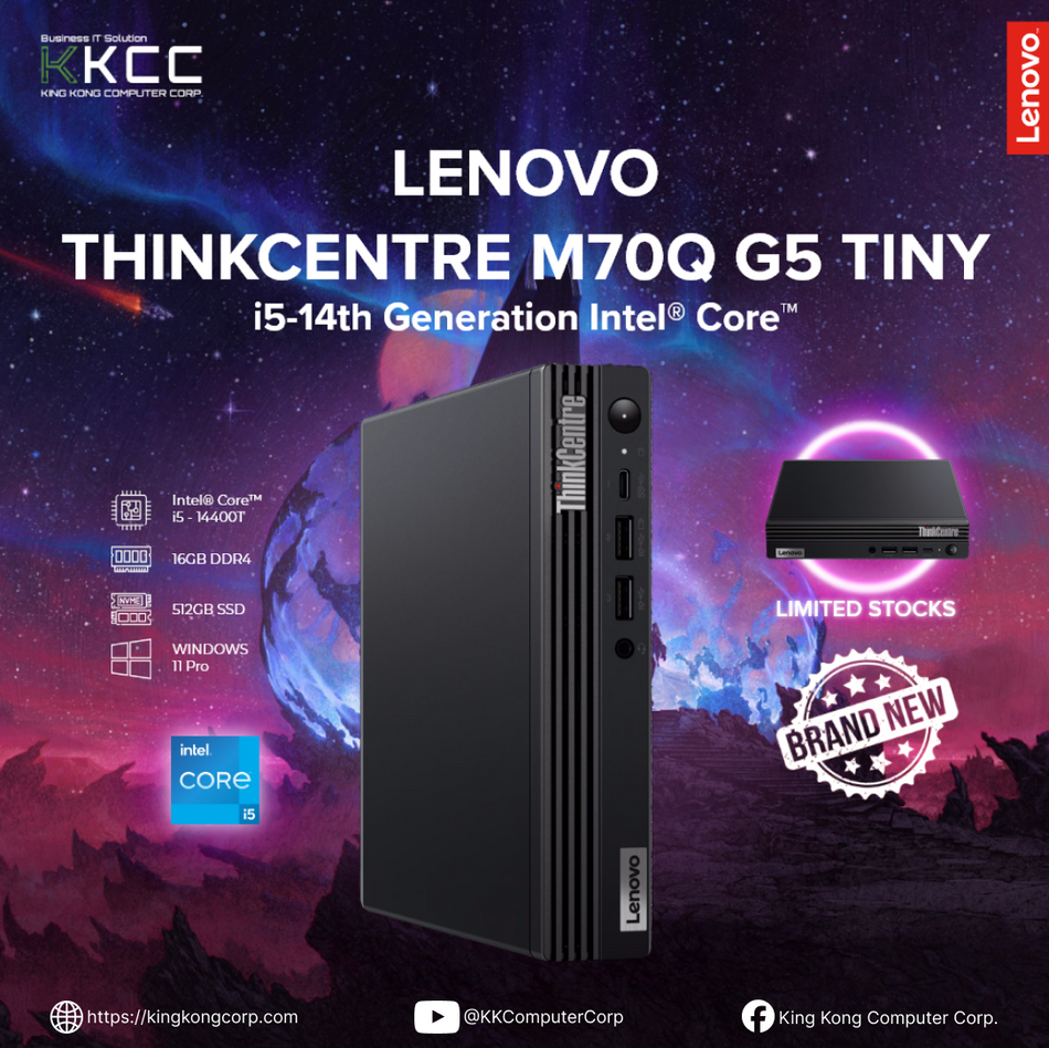 LENOVO THINKCENTRE M70Q G5 TINY | Intel Core i5-14400T | 512GB | 16GB DDR4 | WIFI | Win 11 Pro