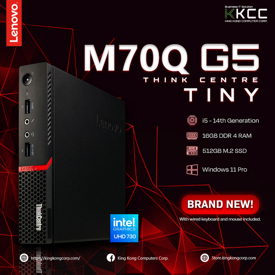 LENOVO THINKCENTRE M70Q G5 TINY | Intel Core i5-14400T | 512GB | 16GB DDR4 | WIFI | Win 11 Pro