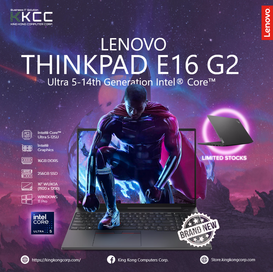LENOVO ThinkPad E16 Gen 2 | Ultra 5 125U (14th Gen) | 16GB DDR5 | 256GB SSD | 16 INCH | WINDOWS 11 PRO (BRANDNEW)