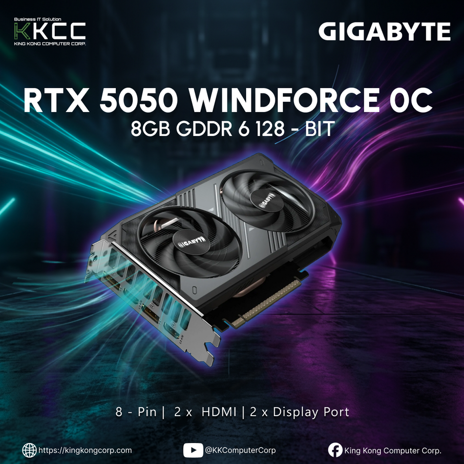 GEFORCE RTX 5050 WINDFORCE OC | 8GB GDDR 6 | 128 BIT | 2 X HDMI | 2 X DISPALY PORT - BRAND NEW