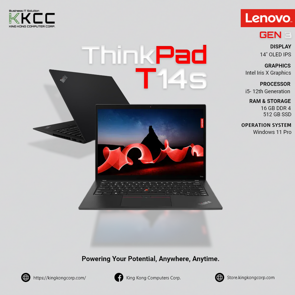 LENOVO THINKPAD T14S GEN 3 | i5-12th Generation | INTEL IRIS X GRAPHICS | 16GB | 512GB | WINDOWS 11 PRO