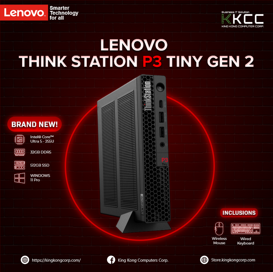LENOVO THINKSTATION P3 TINY GEN 2 | INTEL CORE ULTRA 5 235 | 16GB DDR5 | 512GB SSD M.2 | WINDOWS 11 PRO - BRAND NEW